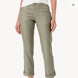 Level 99 Sage Green Linen Blend Dayla Cargo Pant 32